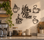 Life Begins After Coffee Wall Art | Set of 5