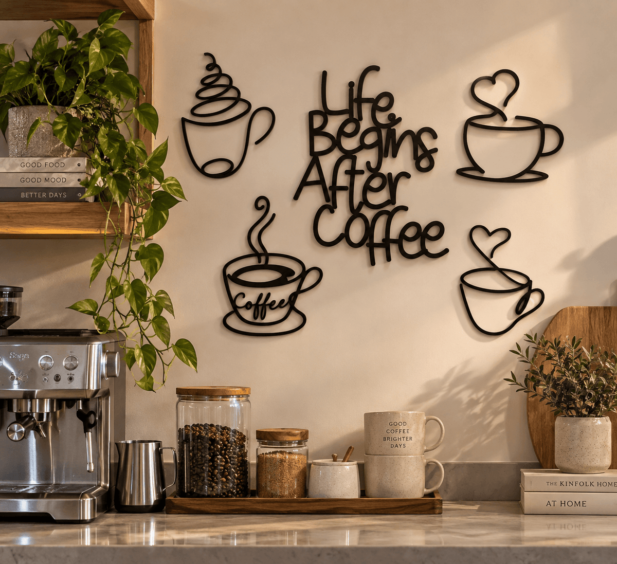 Life Begins After Coffee Wall Art | Set of 5
