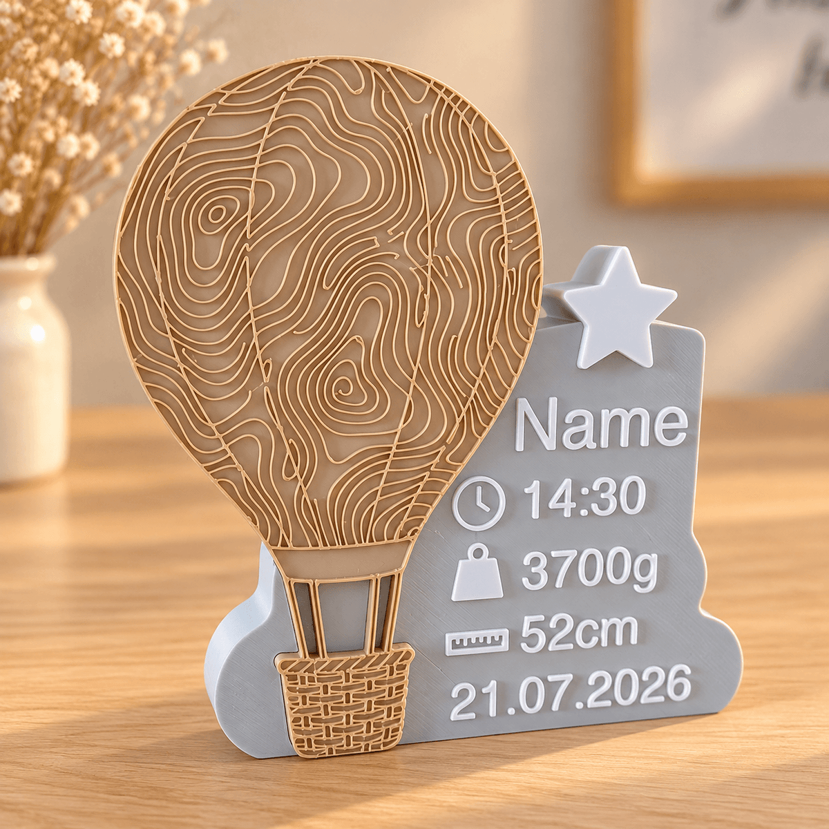 Personalized Hot Air Balloon Baby Birth Plaque