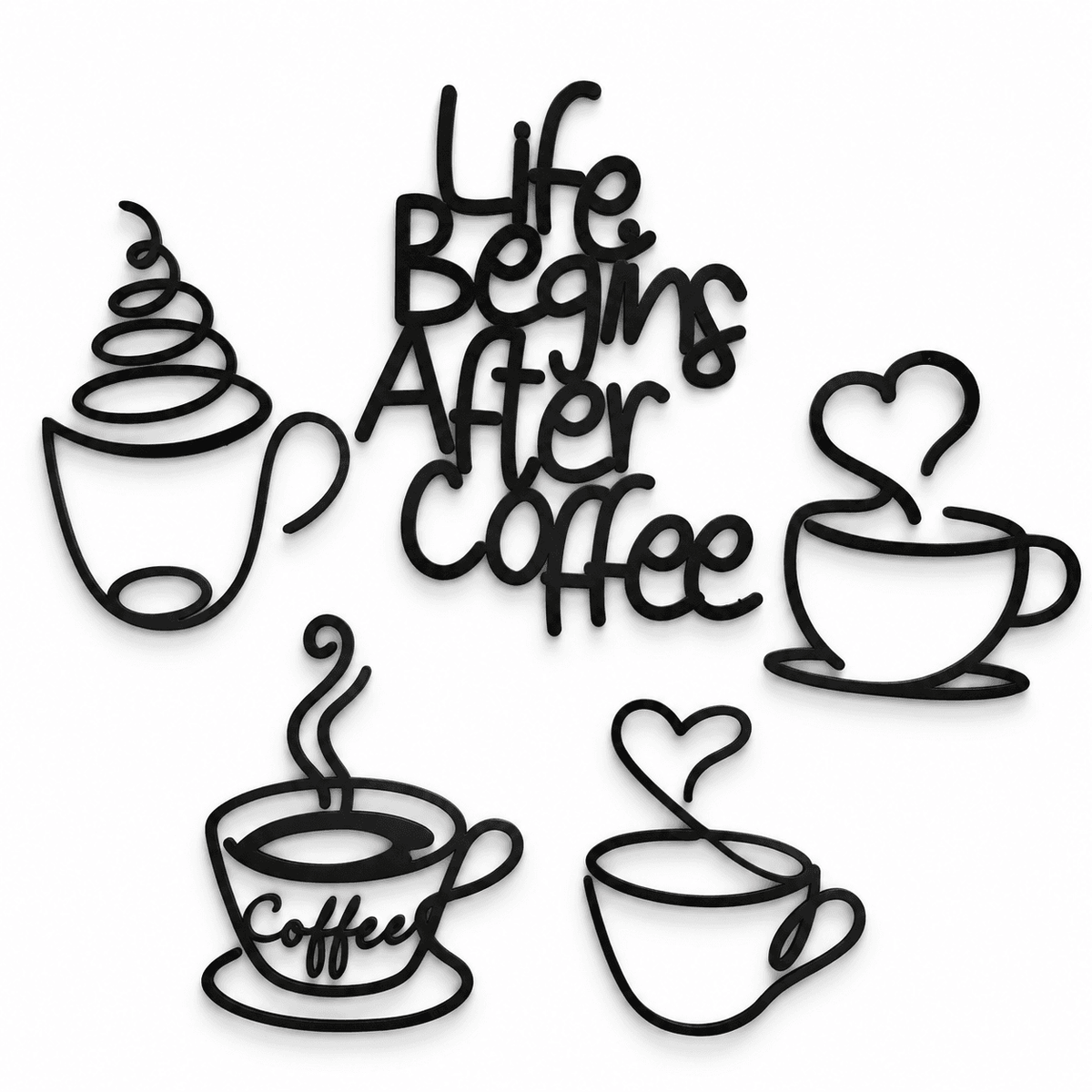 Life Begins After Coffee Wall Art | Set of 5