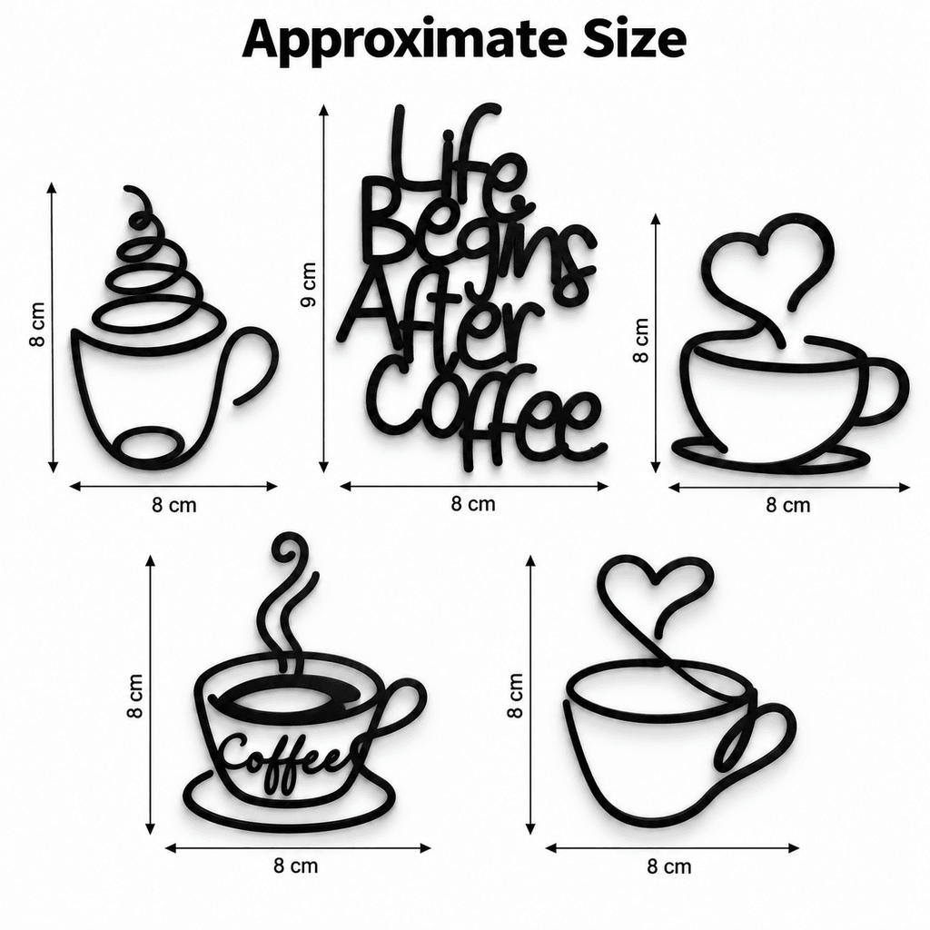 Life Begins After Coffee Wall Art | Set of 5