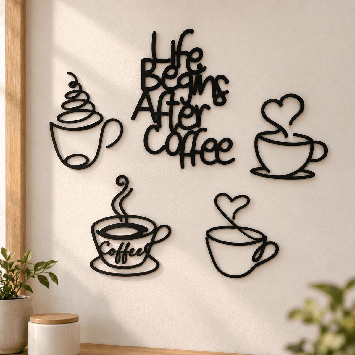Life Begins After Coffee Wall Art | Set of 5